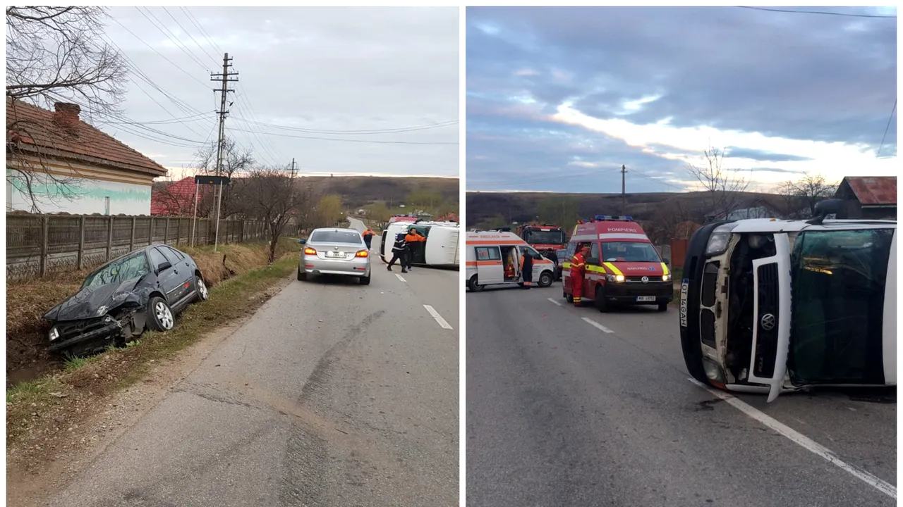 Patru persoane rănite după ce o maşină şi un microbuz s-au ciocnit pe o şosea din judeţul Olt