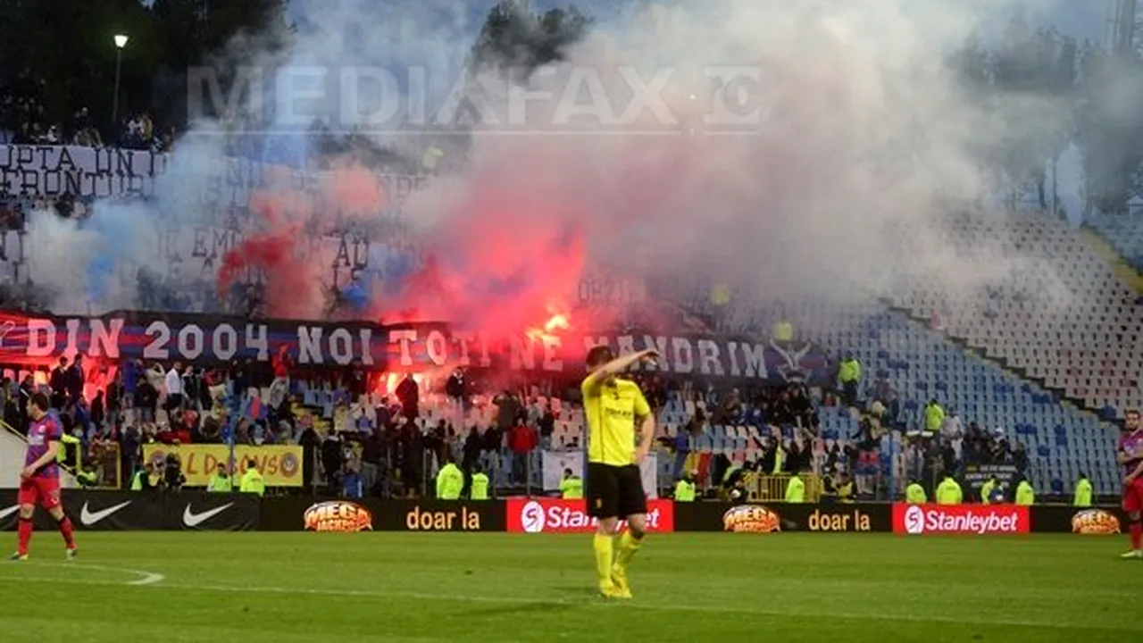 Marius Constantin (FC Braşov), eliminat pentru gesturi obscene. Fanii Stelei au reacţionat aruncând cu obiecte spre el