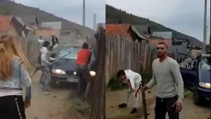 Val de violenţe. Opt reţineri după ce mai multe persoane s-au bătut şi au dat cu bâte şi lopeţi într-o maşină chiar sub ochii poliţiştilor în Săcele. VIDEO