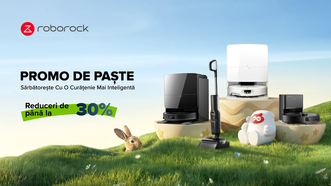 Roborock lansează o campanie de Paște cu reduceri de până la 30% la aspiratoarele robot