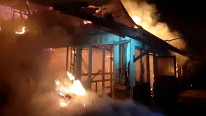 Incendiu de proporţii la o fermă de animale. Grajdul a ars în totalitate | FOTO, VIDEO