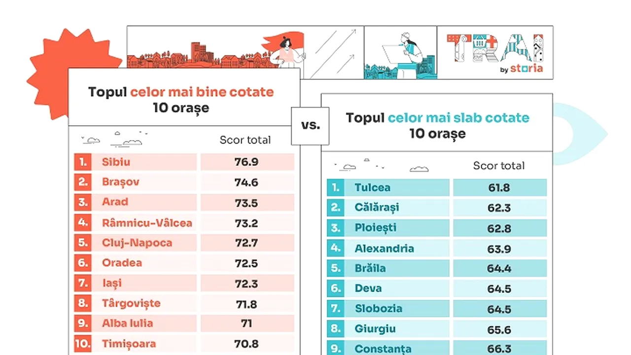 Care sunt cele mai apreciate oraşe şi cartiere evaluate de românii din toată ţara