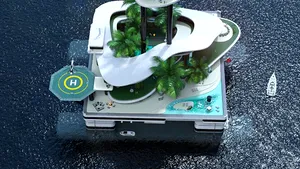 Ambarcaţiunile de lux ale viitorului: Iahtul-insulă, dotat cu penthouse, cascadă şi mini-restaurant subacvatic va fi prezentat la Monaco Yacht Show 2015 - FOTO, VIDEO