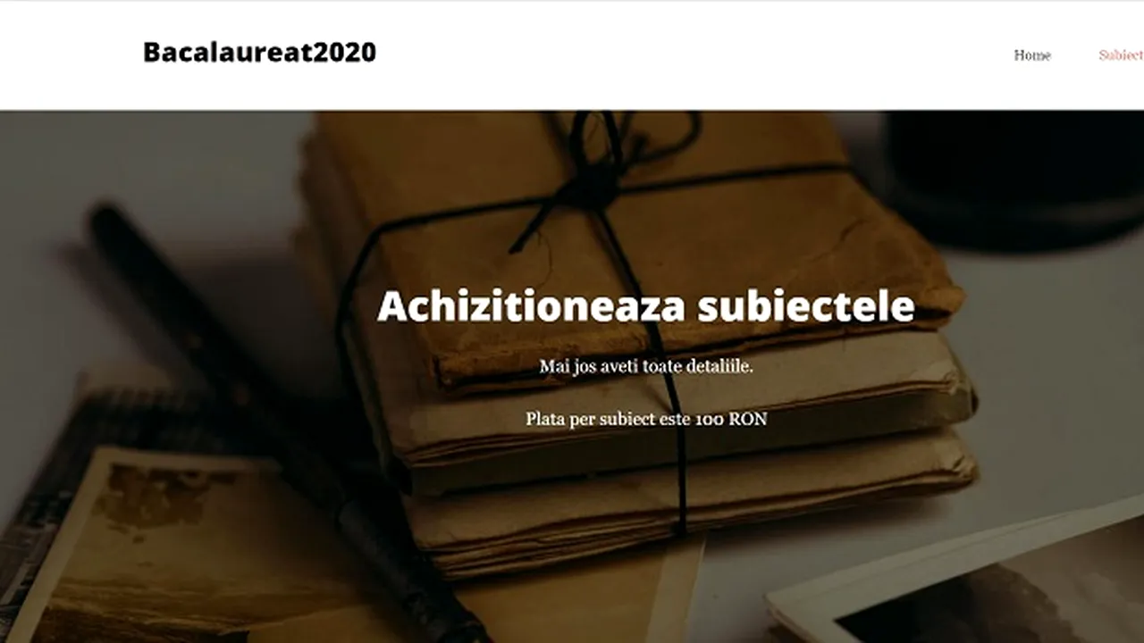 BAC 2020. Campanie frauduloasă, pe un site fals, care promite subiectele de la Bacalaureat contra sumei de 100 lei 