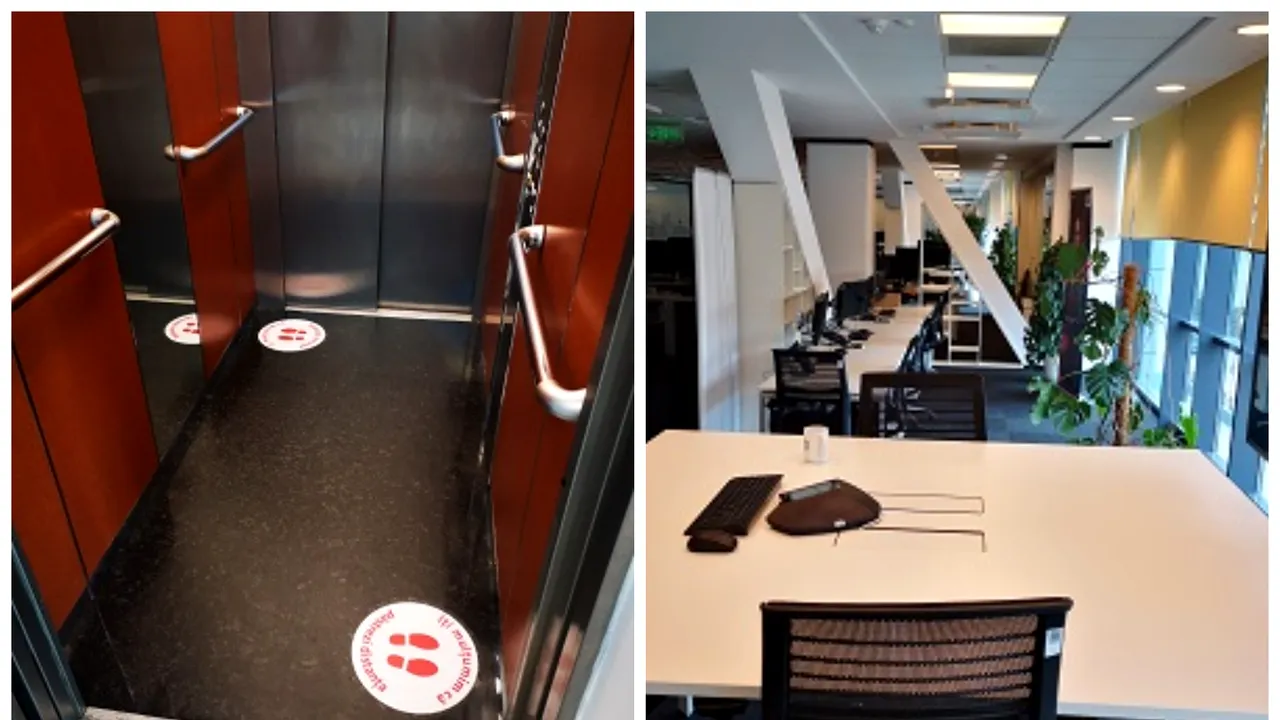 GALERIE FOTO: Înapoi la birou, dar în alte condiţii. O firmă IT îşi aşteaptă angajaţii cu panouri de plexiglas şi filtre tratate cu biocid