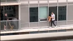 Momente de INFARCT: Ce a fost în stare să facă un bărbat pentru a-şi salva pisica blocată la etajul 6 | VIDEO