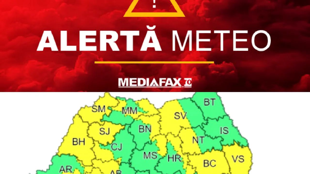 METEO, 11 iulie. ANM a emis o avertizare meteo Cod galben de ploi pentru 26 de judeţe 