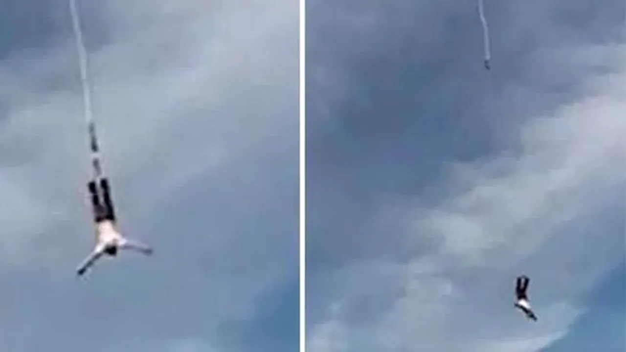 Ce l-a salvat de la moarte pe un bărbat care făcea bungee jumping. Momentul terifiant în care s-a rupt coarda | VIDEO