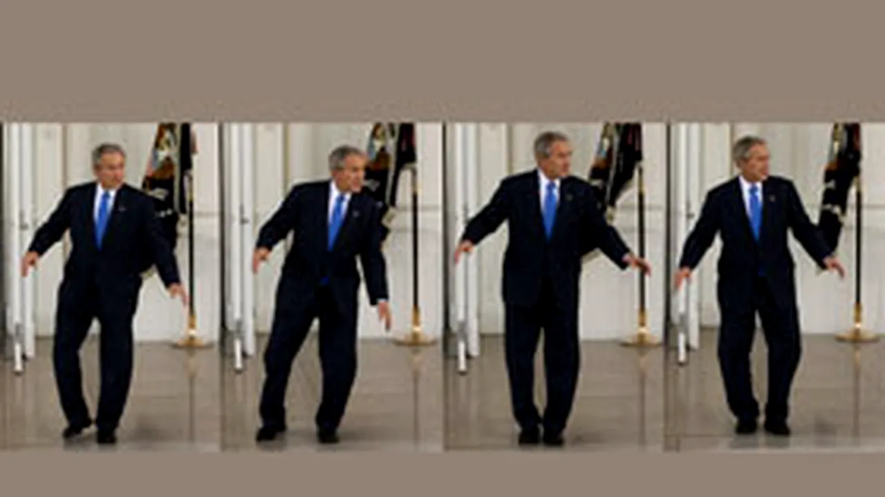 Bush a dansat step în faţa jurnaliştilor