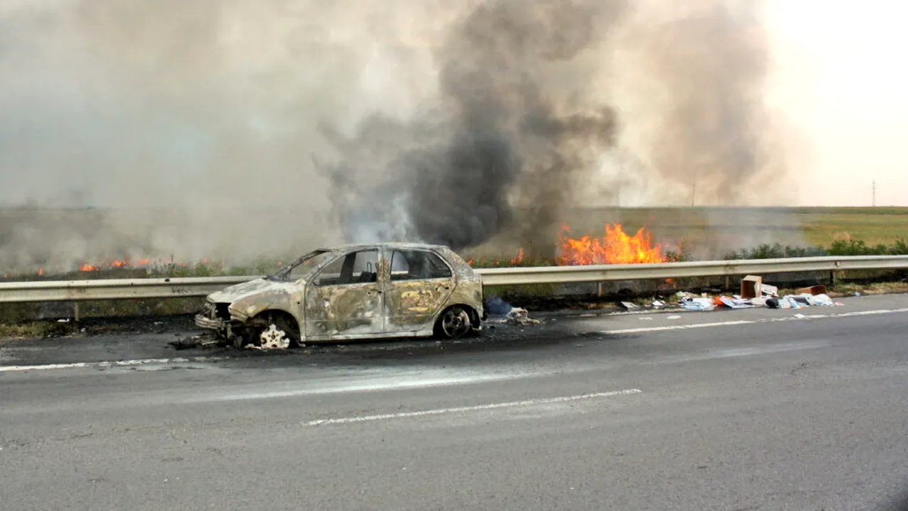 Incendiu pe autostrada București-Pitești. Traficul rutier este restricționat