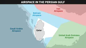 Harta care arată cât de mare este PERICOLUL la care este supusă compania Qatar Airways, ca urmare a crizei diplomatice între Qatar şi mai multe state arabe