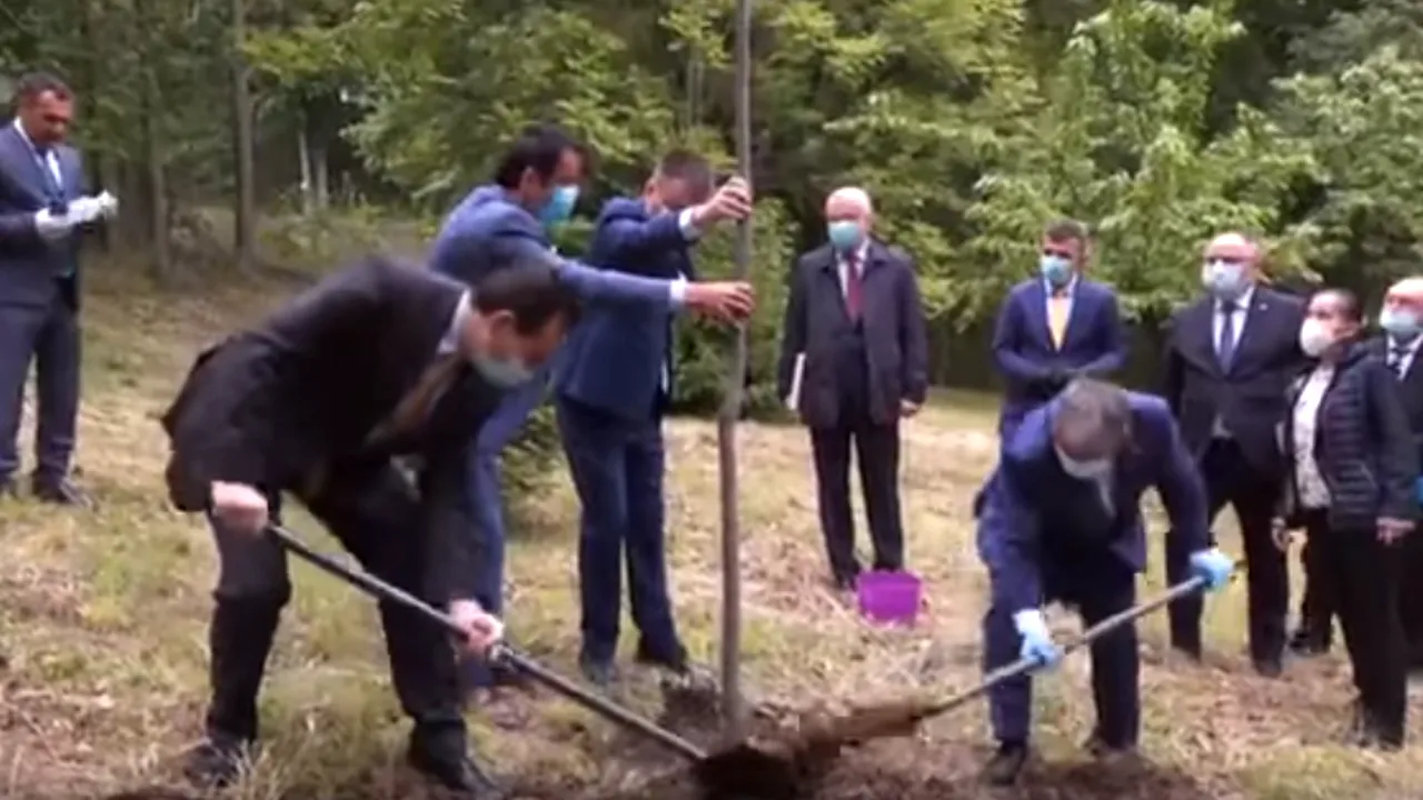 VIDEO Ludovic Orban a plantat un copac, care era deja plantat. Momentul a fost distribuit şi şters de Marcel Vela