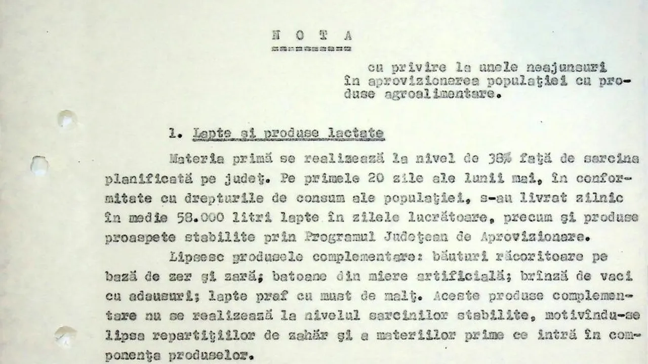 Lipsurile alimentare în comunism. Notă secretă a Securității din 1989: Nu se găsesc conserve de carne, compoturi. Ouăle puse la vânzare, doar 30% din necesarul populației