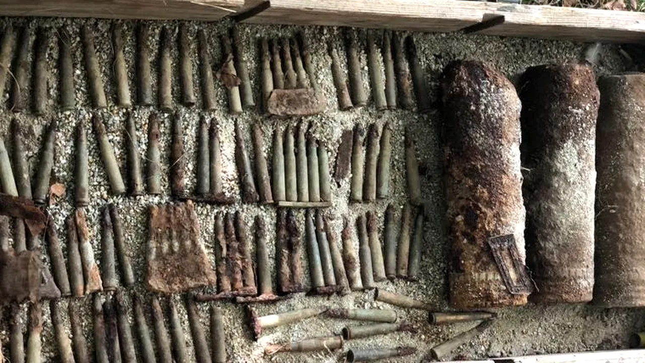 Proiectile şi zeci de cartuşe din Primul Război Mondial au fost găsite în Poiana lui Mihai din judeţul Gorj | FOTO