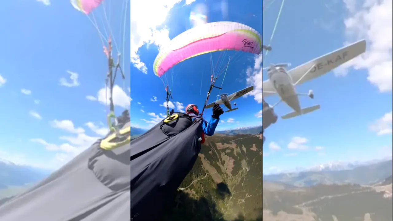 Un avion a lovit o parapantă în zbor. O cameră a filmat momentul impactului, dar și ce a urmat