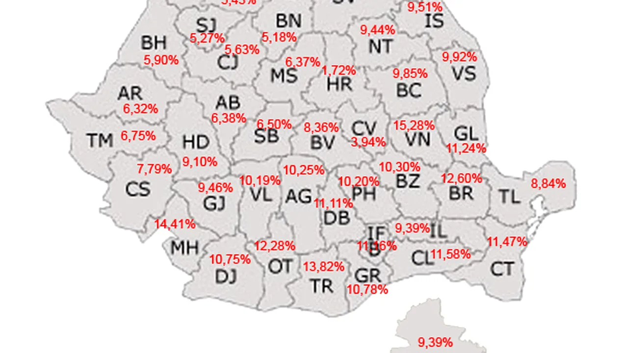 REFERENDUM 2012: Prezenţa la ora 10.00 la nivel naţional era de 9,05% - HARTA JUDEŢELOR