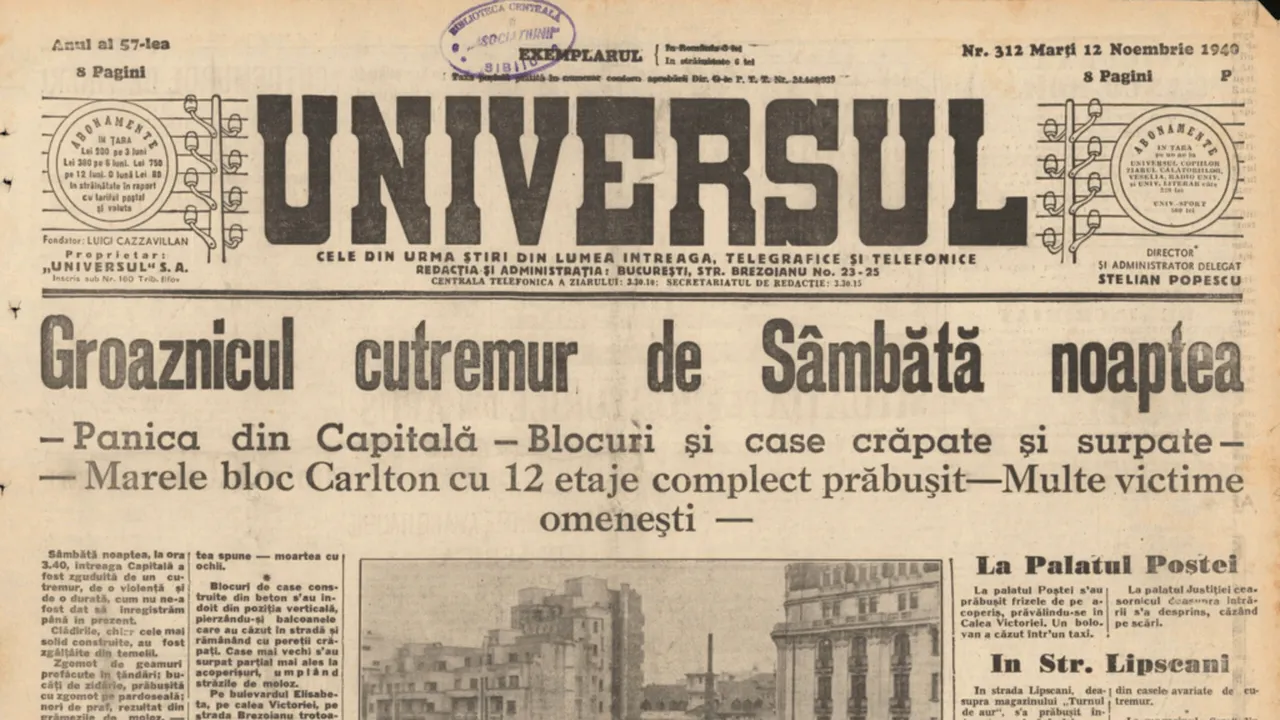 85 de ani de la cutremurul cel mare: tragedia care a dezvăluit vulnerabilitatea seismică a României. Multe din clădirile afectate s-au prăbușit la cutremurul din '40