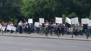 Zeci de lucrători ai serviciilor din silvicultură au protestat în faţa Guvernului - FOTO & VIDEO 