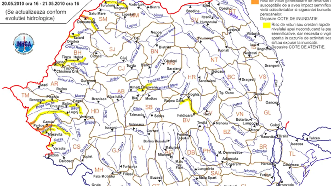 Hidrologii menţin codul portocaliu pe râurile Timiş, Bârzava şi Crasna