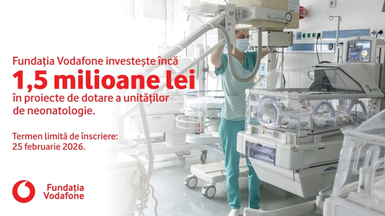 Fundația Vodafone investește încă 1,5 milioane de lei în dotarea unităților de neonatologie din România