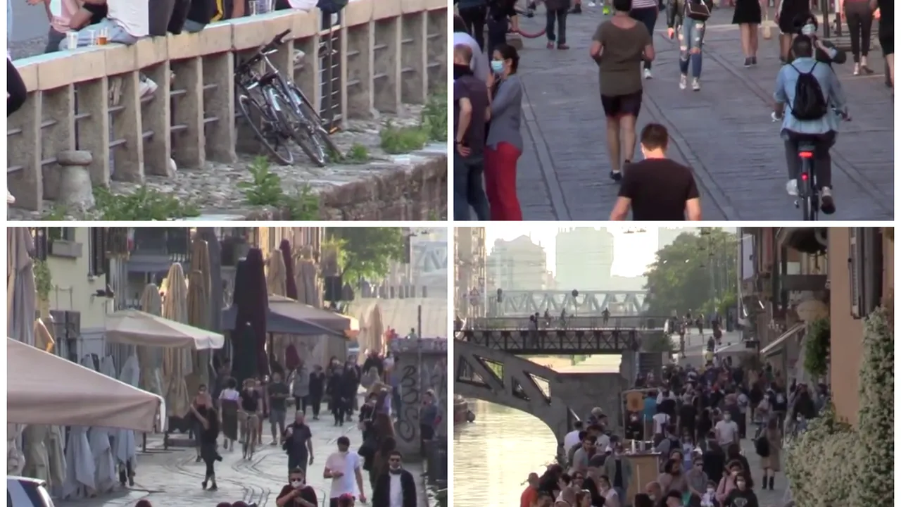 Distanţare ZERO. Locuitorii din Milano au luat cu asalt spaţiile publice fără măşti şi măsuri de protecţie. VIDEO
