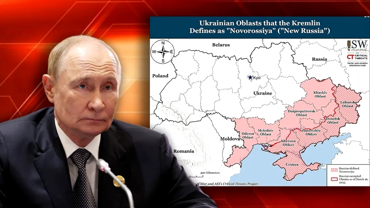 Planul lui Putin pentru „Noua Rusie” cuprinde regiuni învecinate cu România. Liderul rus amenință că va cuceri teritoriile prin orice mijloace