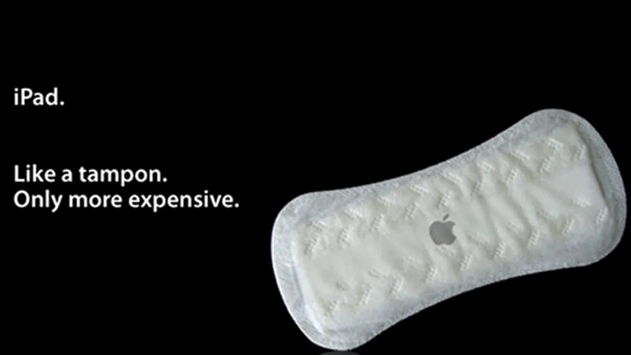 Noul gadget Apple, iPad, ţinta unui val de glume online legate de igiena feminină