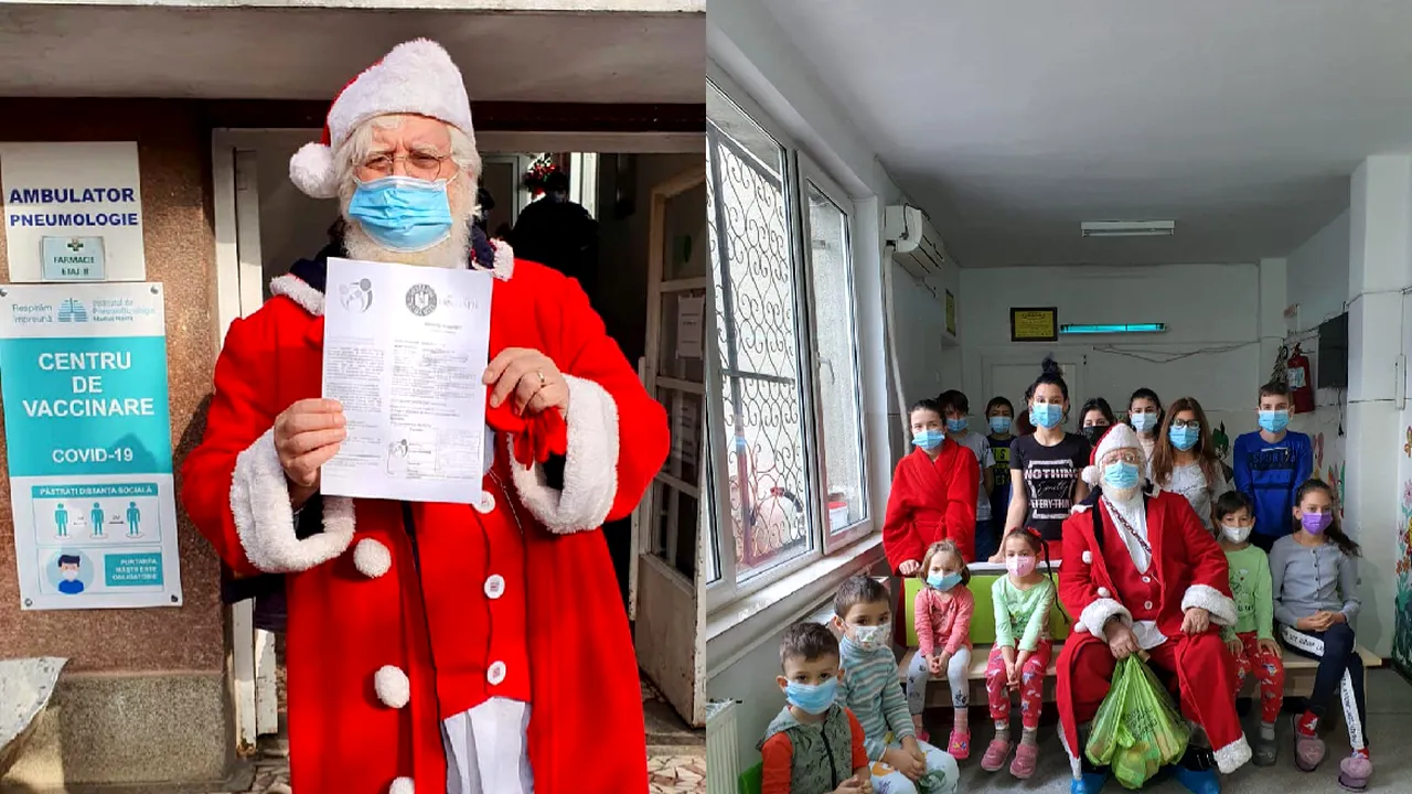 „Moş Crăciun” s-a vaccinat cu doza booster la Centrul de la „Marius Nasta”