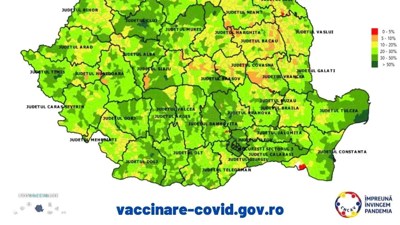 Ce procent din populaţie s-a vaccinat în localitatea ta? Iată situaţia completă pe localităţi