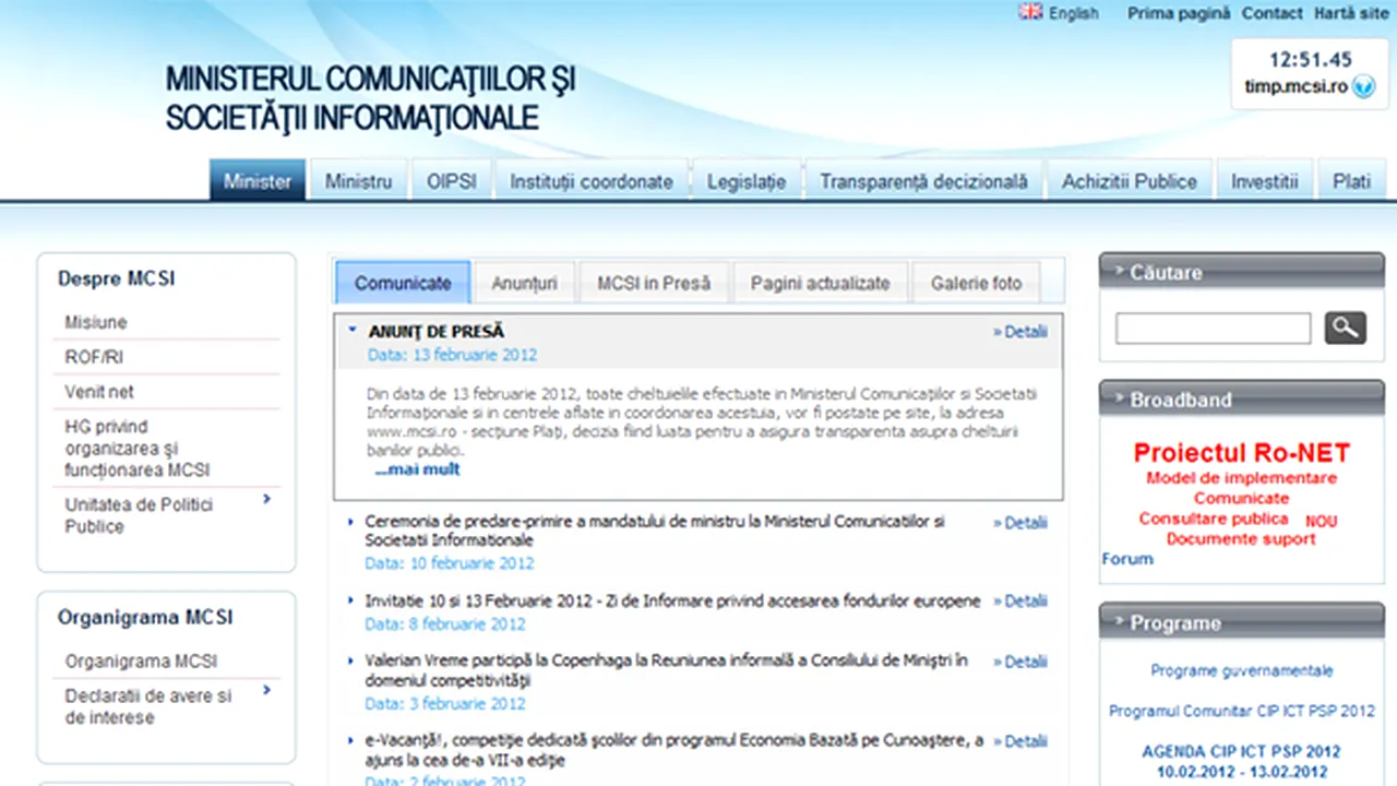 Ministerul Comunicaţiilor şi centrele subordonate instituţiei vor anunţa zilnic câţi bani cheltuiesc