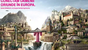Ateneul şi Podul Saligny, alături de Castelul Praga şi Poarta Brandenburg, într-o campanie a Telekom