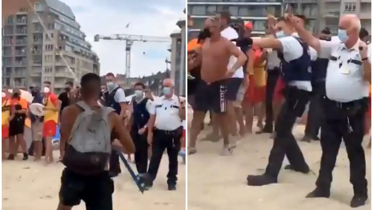 VIDEO. Bătaie generală pe o plajă din Belgia între zeci de tineri şi poliţia chemată să-i evacueze. De la ce a început totul