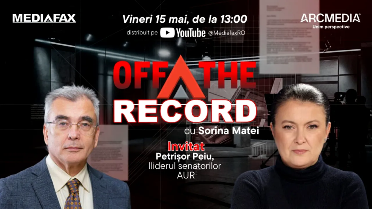 Invitat: Petrișor Peiu, liderul senatorilor AUR. Vineri, ora 13.00, live, pe Mediafax