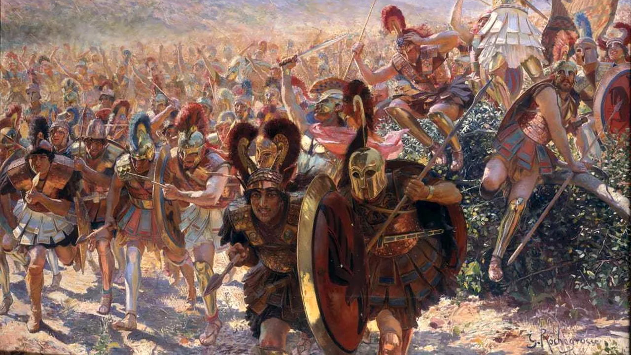 12 septembrie 490 î.Hr - Maraton: atenienii se duc la luptă pentru a-şi apăra libertatea şi rezistă invaziei Imperiului Persan 