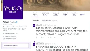 Hackerii au piratat contul de Twitter al Yahoo News, anunţând o epidemie de Ebola în SUA