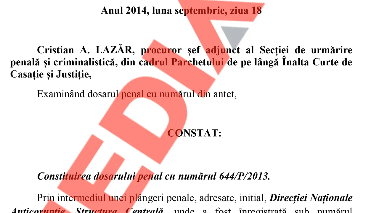 DOCUMENT - Rezoluţia de clasare pentru Klaus Iohannis, emisă în 2014 de procurorul Cristian Lazăr 