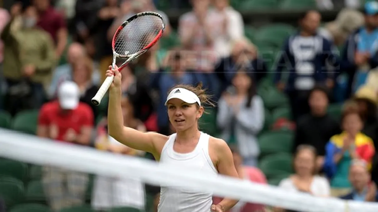Simona Halep s-a CALIFICAT în sferturile turneului de la Wimbledon. Românca a învins-o cu 6-3, 6-0 pe Zarina Dias (Kazahstan) şi o va întâlni pe Sabine Lisicki