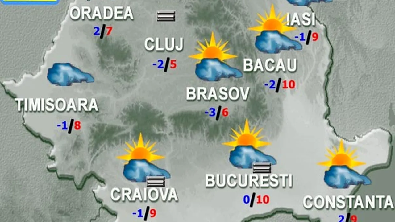PROGNOZA METEO:  Temperaturi ridicate pentru acestă perioada a anului. Cum va fi vremea marţi şi miercuri