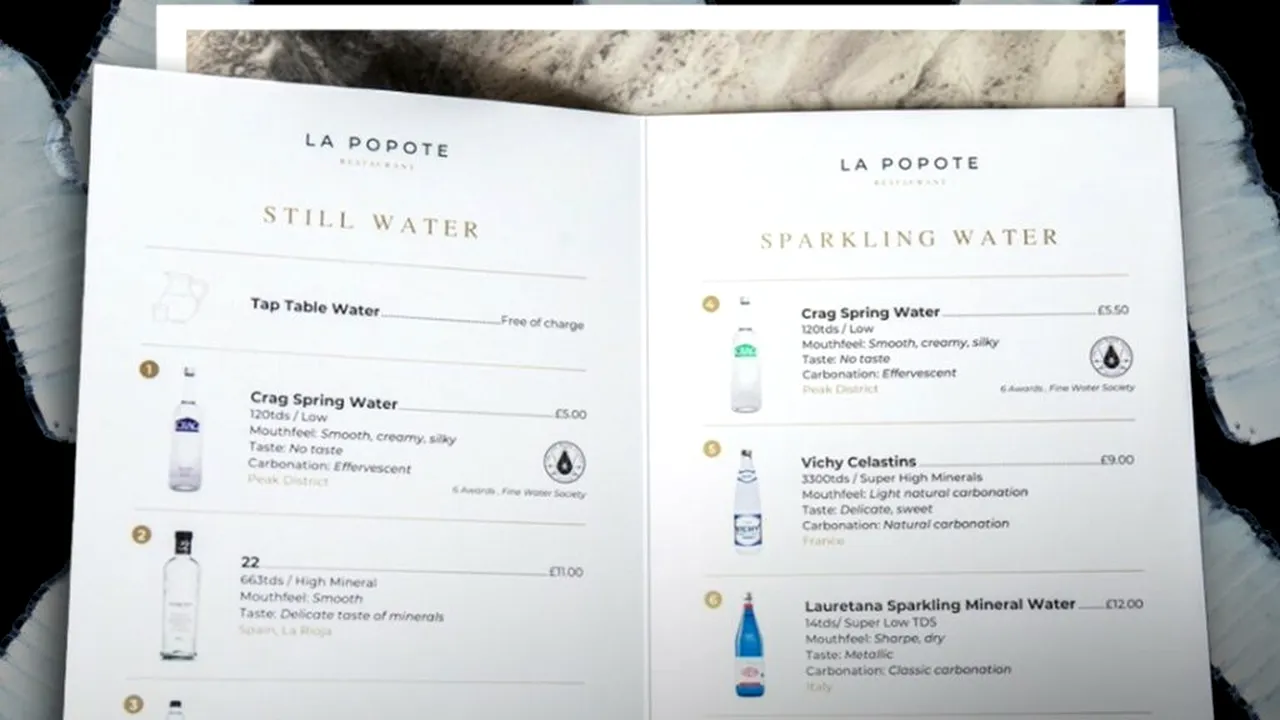 Un restaurant lansează primul meniu pe bază de apă din Marea Britanie