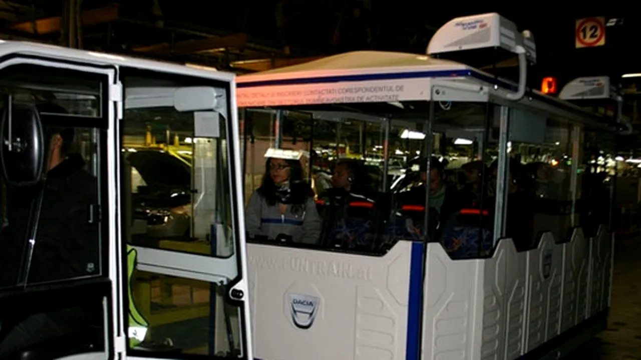 Vizită cu trenuleţul în uzinele Dacia de la Mioveni - VIDEO