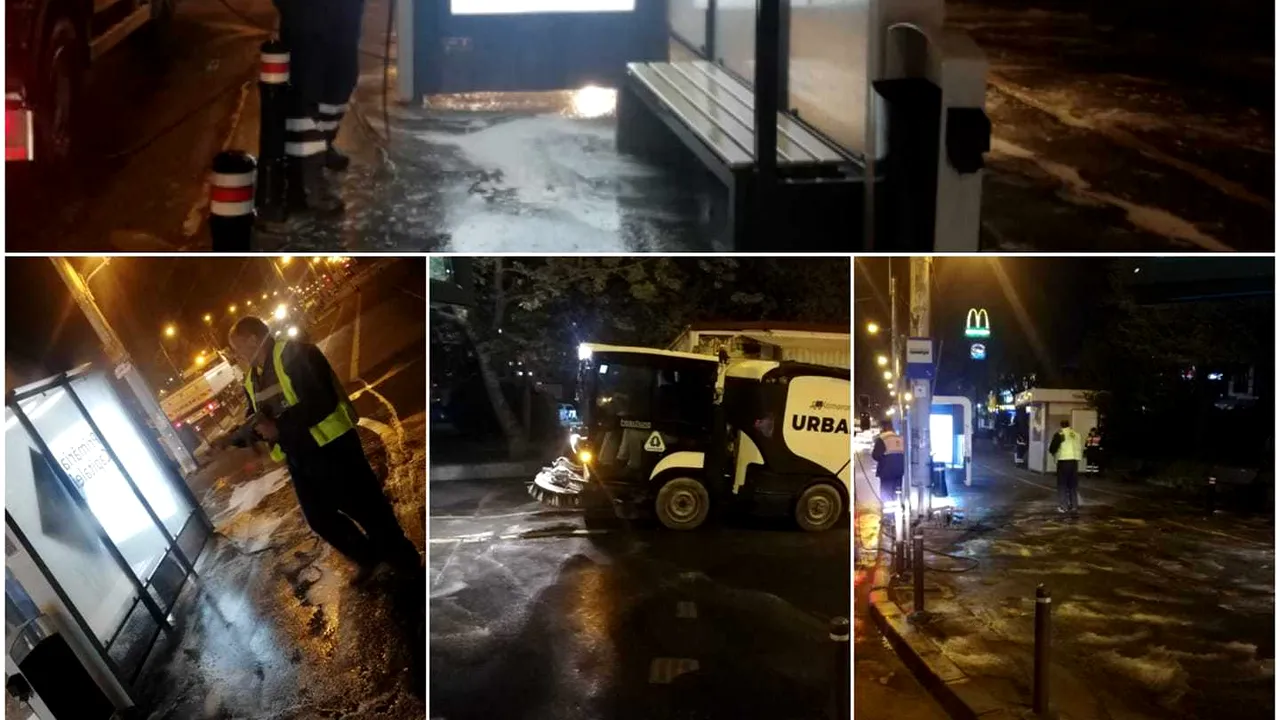 Premieră la Bucureşti. Angajaţii Sectorului 6 spală mobilierul stradal şi semnele de circulaţie
