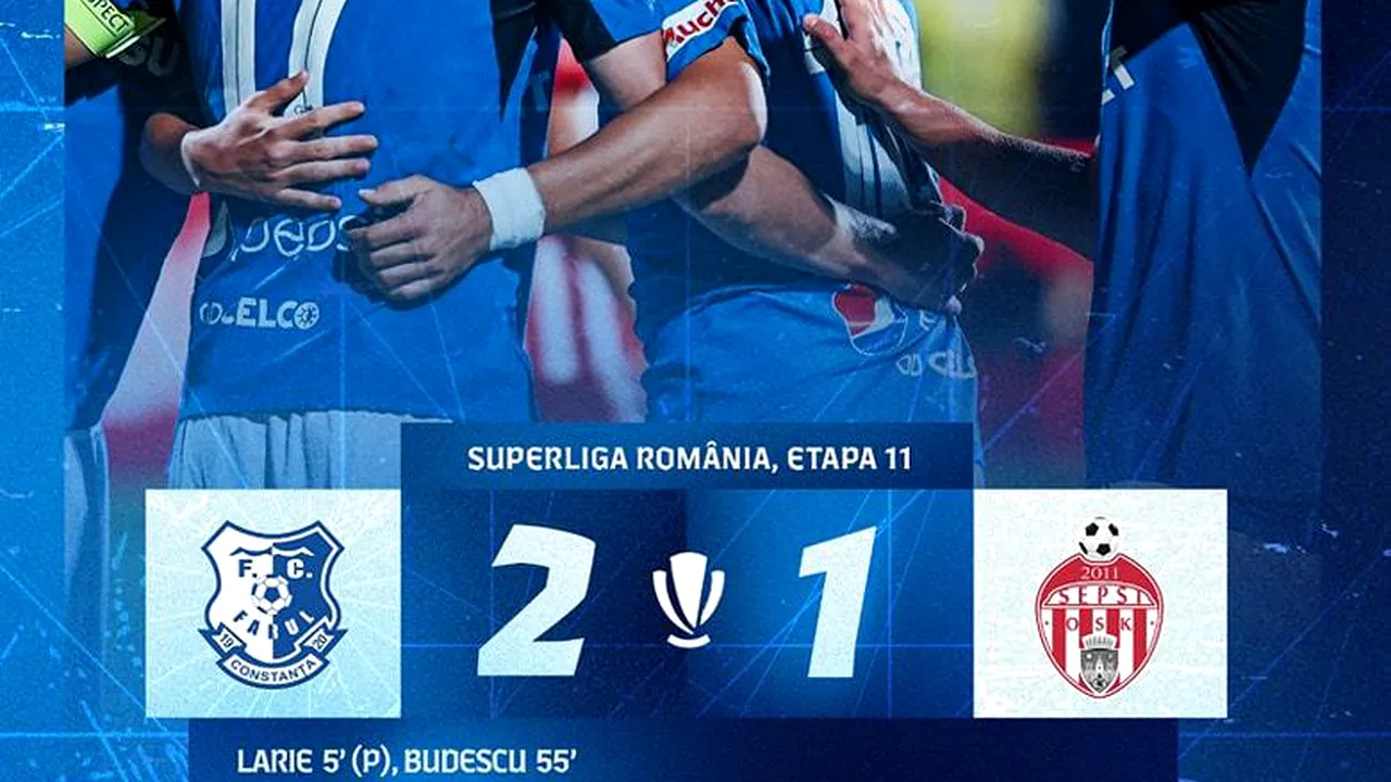 Farul Constanţa învinge pe Sepsi Sfântu Gheorghe cu un gol spectaculos al lui Budescu