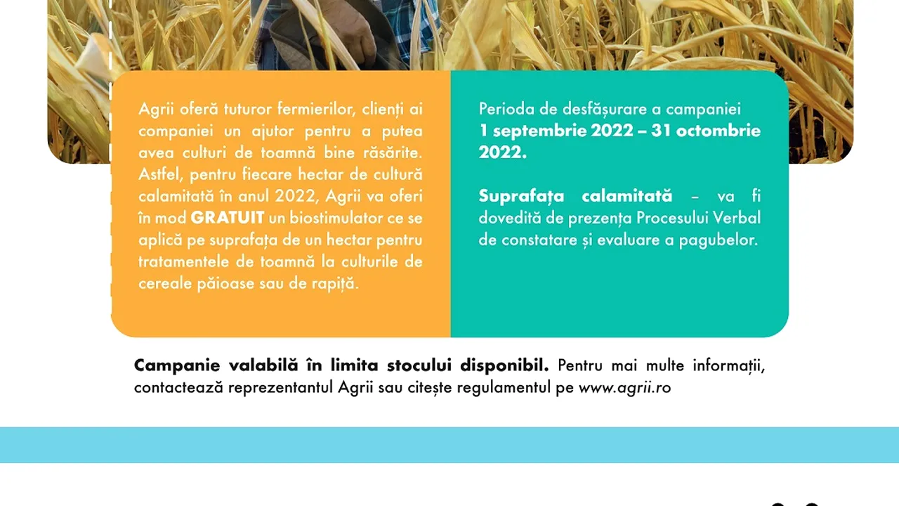 Agrii România, în sprijinul fermierilor afectaţi de secetă!