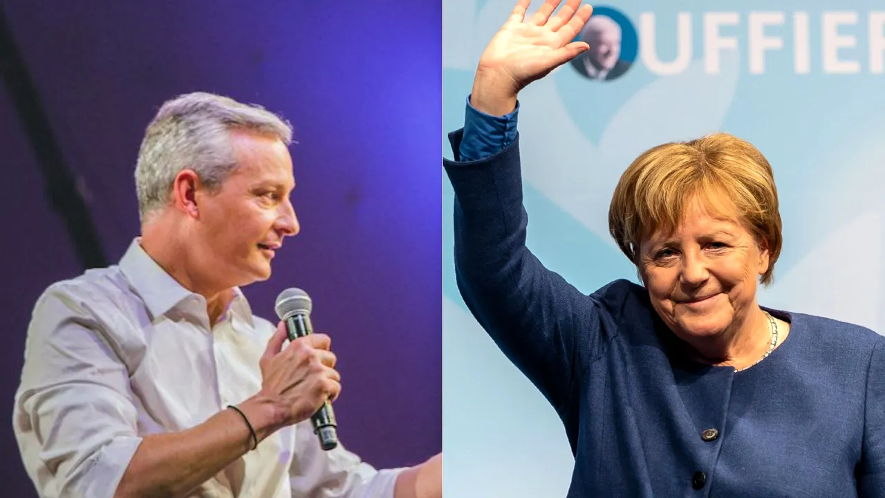 Cancelarul german Angela Merkel şi ministrul de Finanţe francez Bruno Le Maire salută acordul între UE şi Marea Britanie privind Brexit