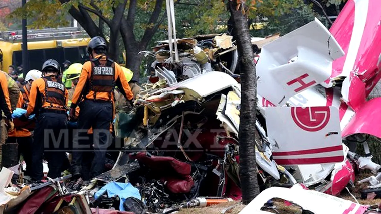 Doi piloţi au murit după prăbuşirea unui elicopter în celebrul cartier de lux Gangnam din Seul