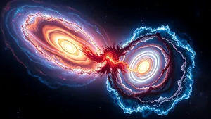 Astronomii au putut observa două galaxii din universul timpuriu înainte să devină una singură 