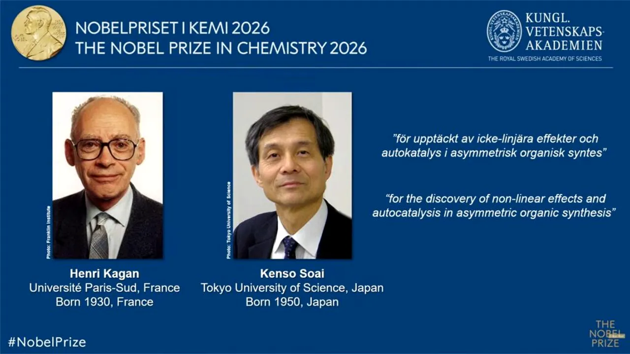 Premiul Nobel pentru Chimie 2026, acordat cercetătorilor Henri Kagan și Kenso Soai. Au rezolvat un mister vechi de peste un secol