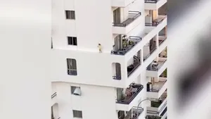 VIDEO: Momentul terifiant în care un copil începe să meargă pe bordura aflată la înălţime a unui bloc din Tenerife şi işi pierde echilibrul