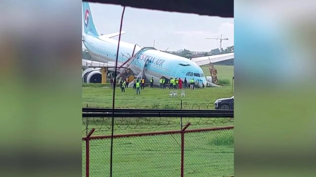 Un avion de la Korean Air s-a oprit pe câmp, după ce a ratat pista de două ori

