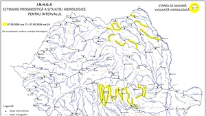 Alertă de inundaţii în România. Râuri din 12 judeţe, sub Cod galben până la miezul nopţii